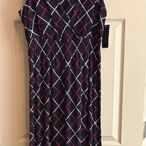Tommy Hilfiger Navy and Red Geometric Maxi Dress